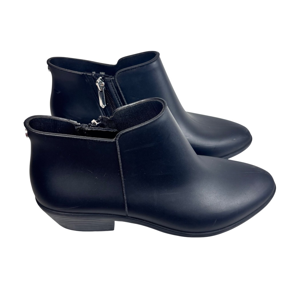 Sam Edelman Rain Boots Womens 8 Black Rubber Ankle Zip Waterproof‎ Gorpcore